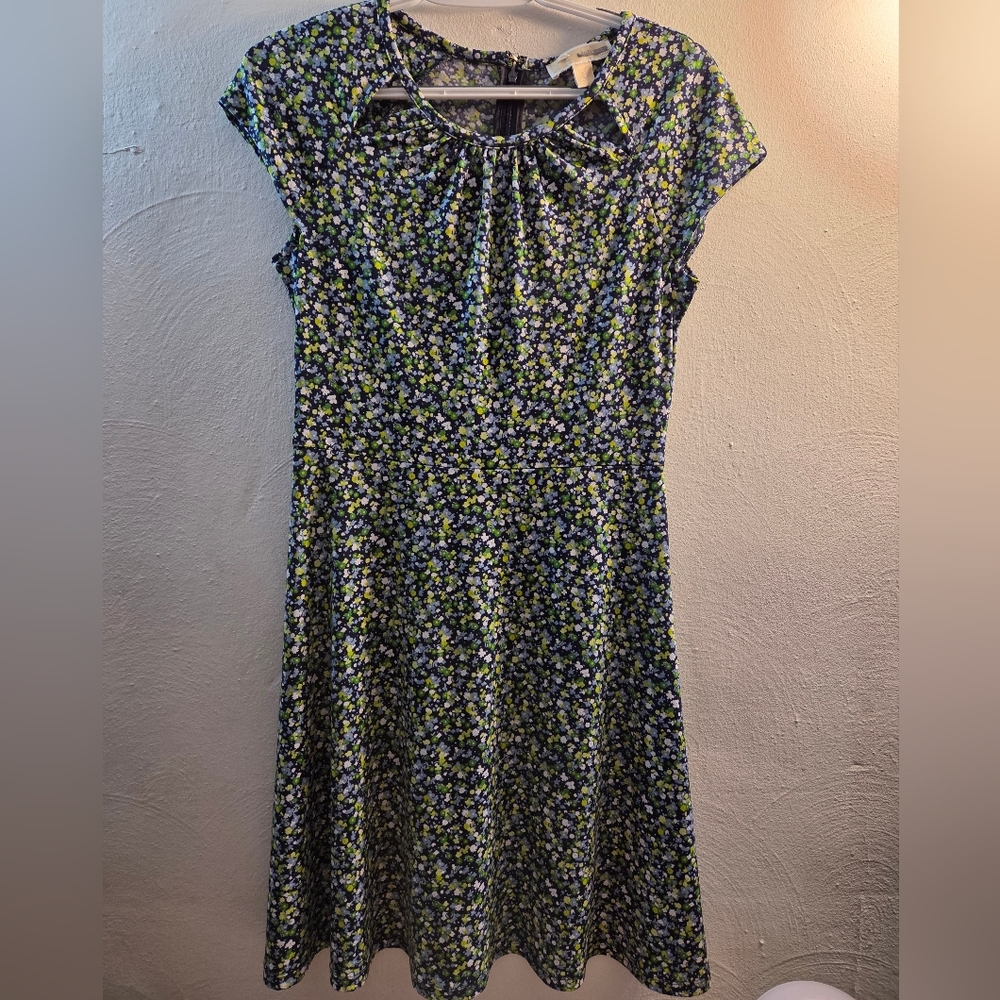 Michael Kors floral midi DRESS with cut-out accent around the neck size S